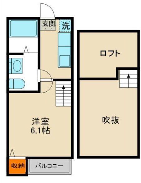 フェリーチェ4(1K/2階)の間取り写真