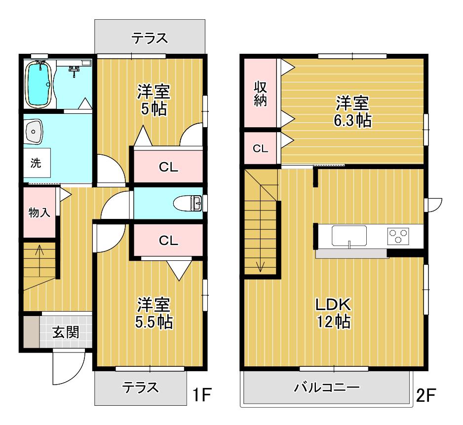 グランバリエ美しが丘(3LDK/1階)の間取り写真