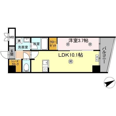 D-ROOM安謝(1LDK/2階)の間取り写真