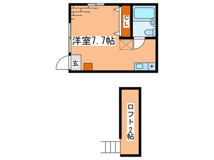 フレール貝瀬(ワンルーム/2階)の間取り写真