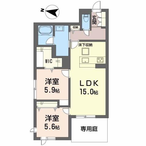 BEREOさくら坂(2LDK/1階)の間取り写真