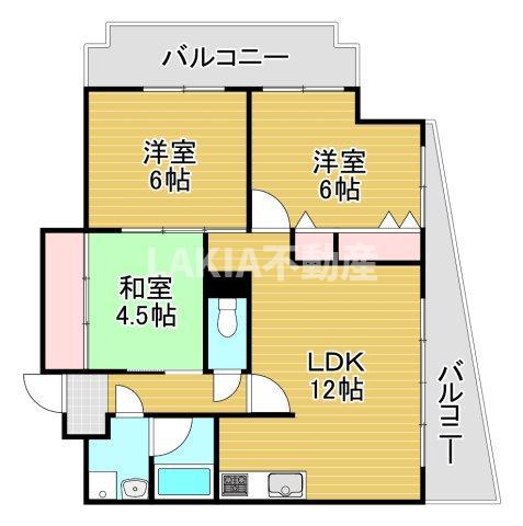 フレアコート京橋(3LDK/6階)の間取り写真