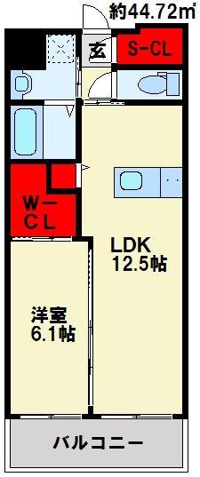 ウイングス八幡駅前(1LDK/14階)の間取り写真
