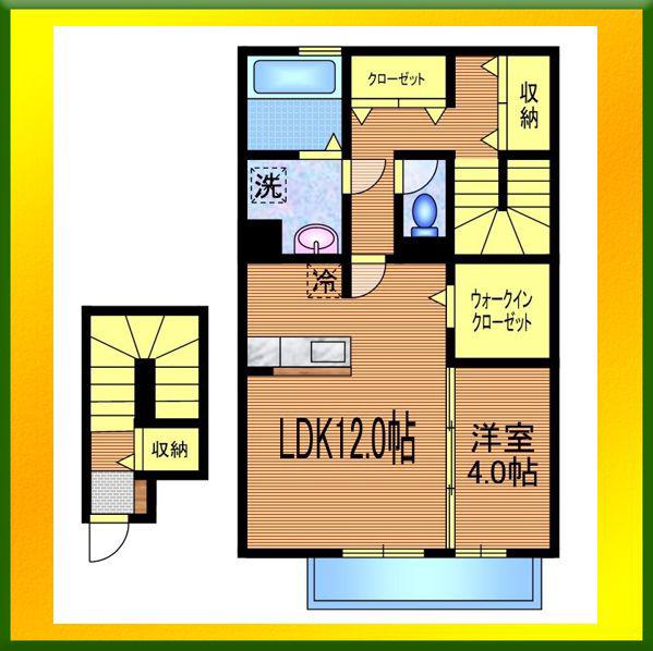 花水木F(1LDK/2階)の間取り写真