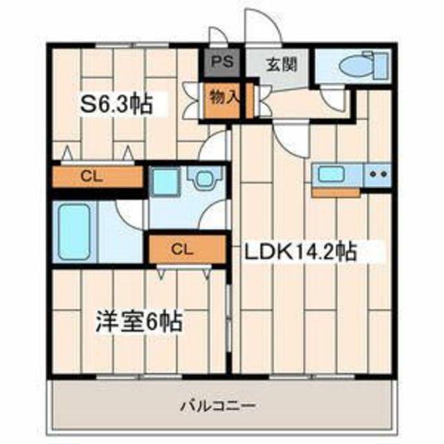 サンライズ(2LDK/3階)の間取り写真