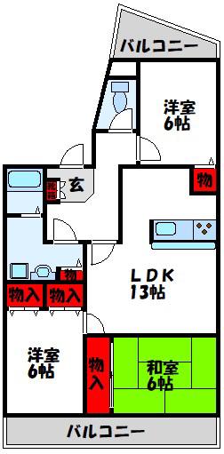 エーデルファミーユ(3LDK/3階)の間取り写真