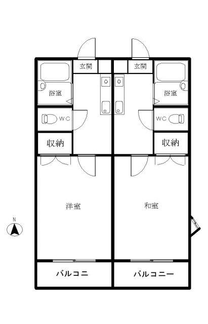 ハイツヤマネ2(1K/2階)の間取り写真