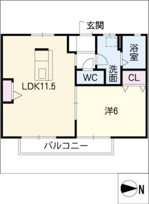 RENO MAISON 四日市 A(1LDK/2階)の間取り写真