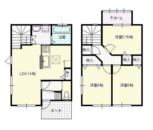 ピサリ北加積(3LDK/1階)の間取り写真
