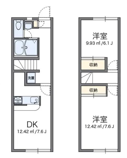 レオパレス尾上(2DK/1階)の間取り写真