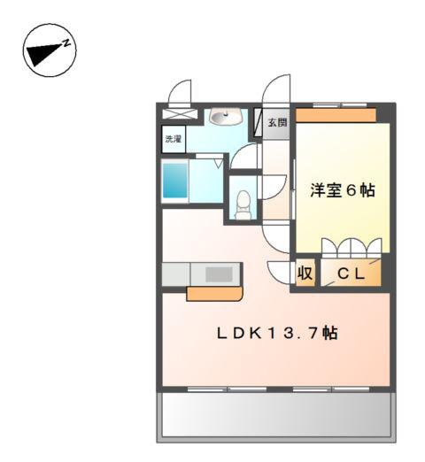 ウエスト HILLS弐番館(1LDK/2階)の間取り写真