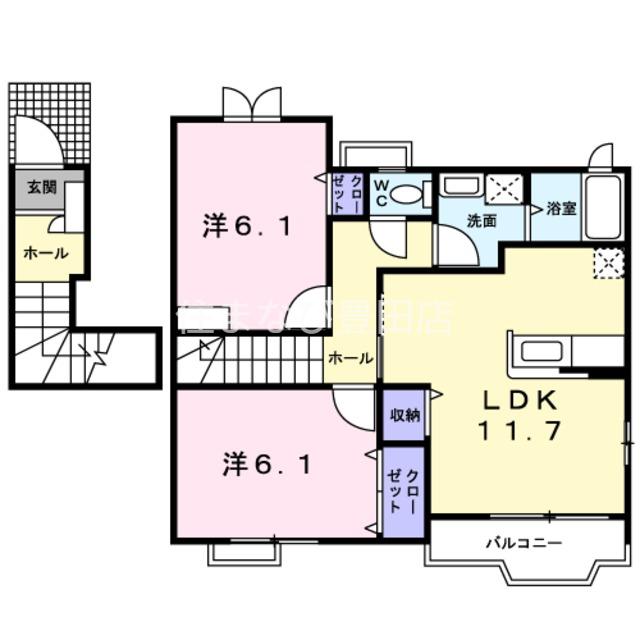 ニュースガーデン(2LDK/2階)の間取り写真