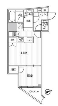ディームス蔵前レジデンス(1LDK/15階)の間取り写真