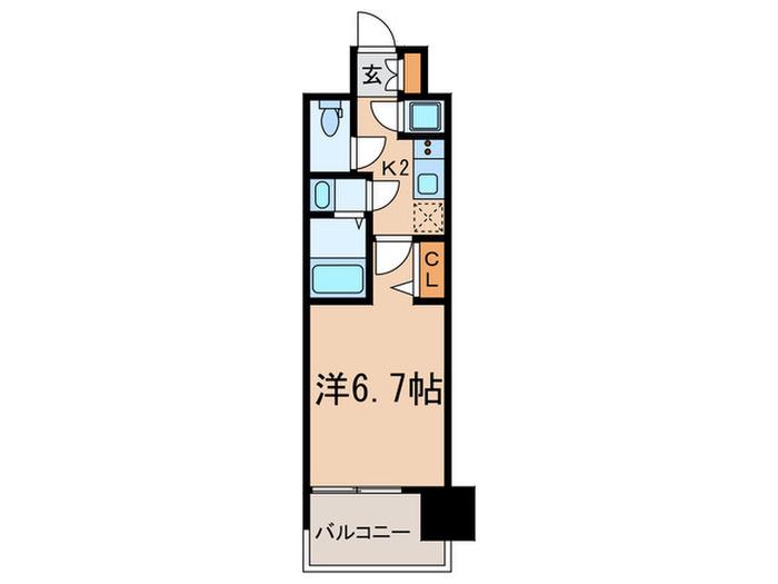 レジュールアッシュ中之島サウス(1K/9階)の間取り写真