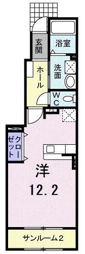 JR山陰本線 鳥取駅 徒歩12分 2階建 築19年(ワンルーム/1階)の間取り写真