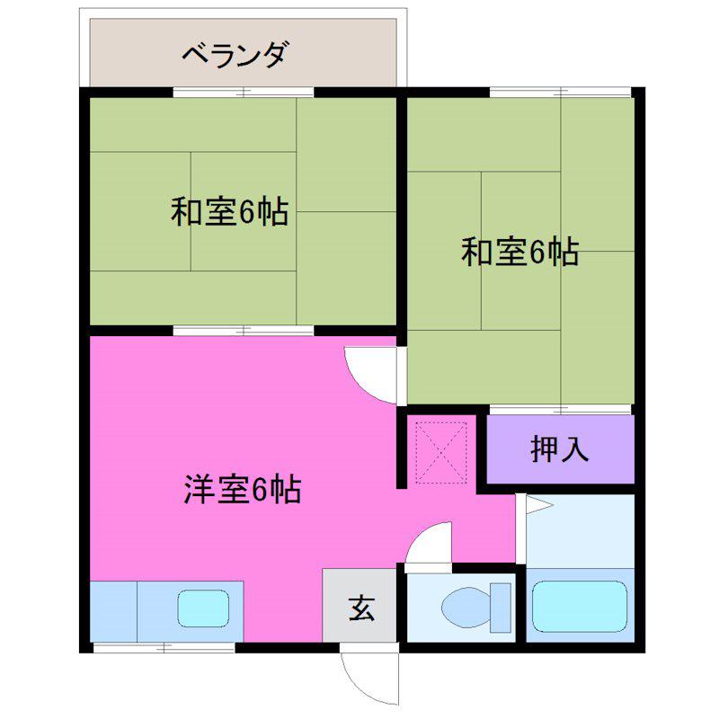 藤井ハイツ(2DK/1階)の間取り写真