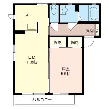 アムールB(1LDK/1階)の間取り写真