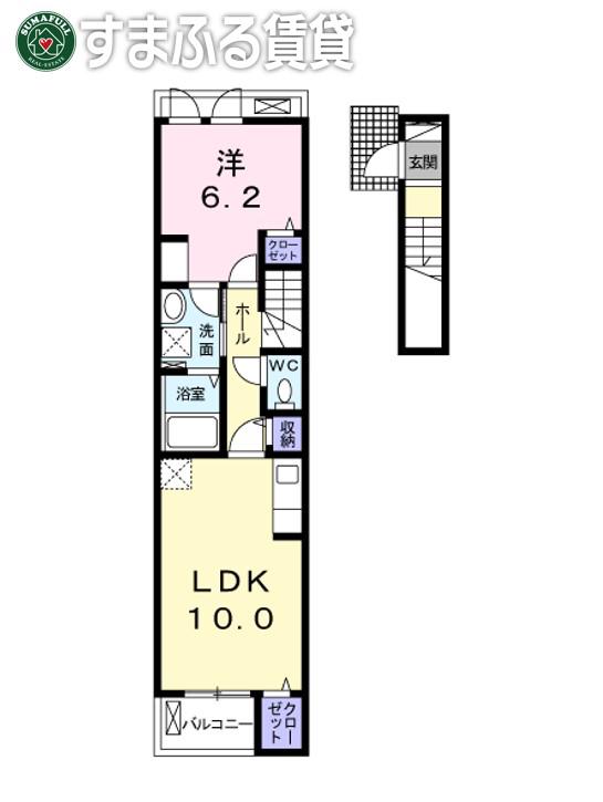 フレアVI(1LDK/2階)の間取り写真