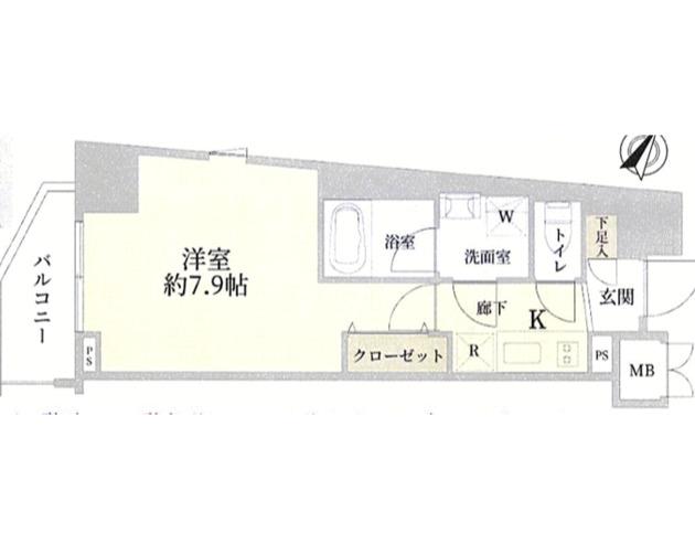 ZOOM南麻布(1K/3階)の間取り写真