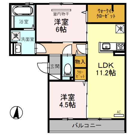 ソレアード大塚(2LDK/2階)の間取り写真