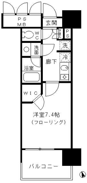 フォンテーヌ芝浦(1K/14階)の間取り写真