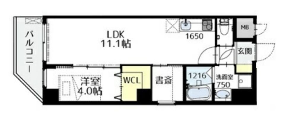 E-C EST BIEN灘(1LDK/4階)の間取り写真