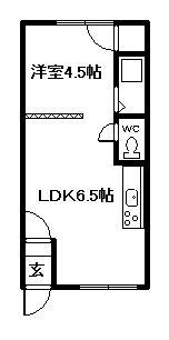 オリス留萌(1DK/1階)の間取り写真