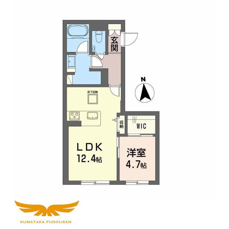 シャーメゾン 上水前寺(1LDK/1階)の間取り写真