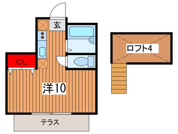 アトリエノア(ワンルーム/1階)の間取り写真