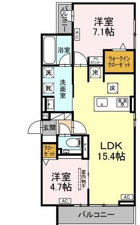 セレスティア草薙町(2LDK/1階)の間取り写真