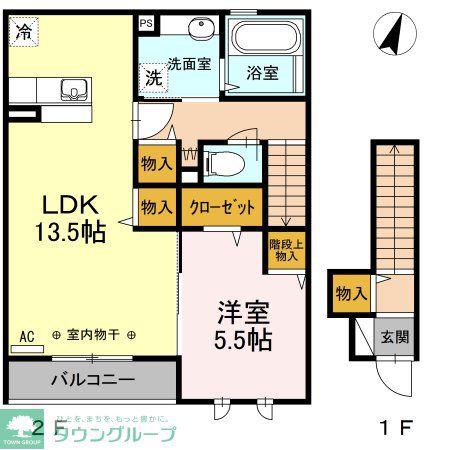 アンジュール(1LDK/2階)の間取り写真