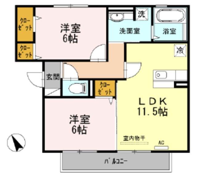 パークヒル砂川(2LDK/3階)の間取り写真