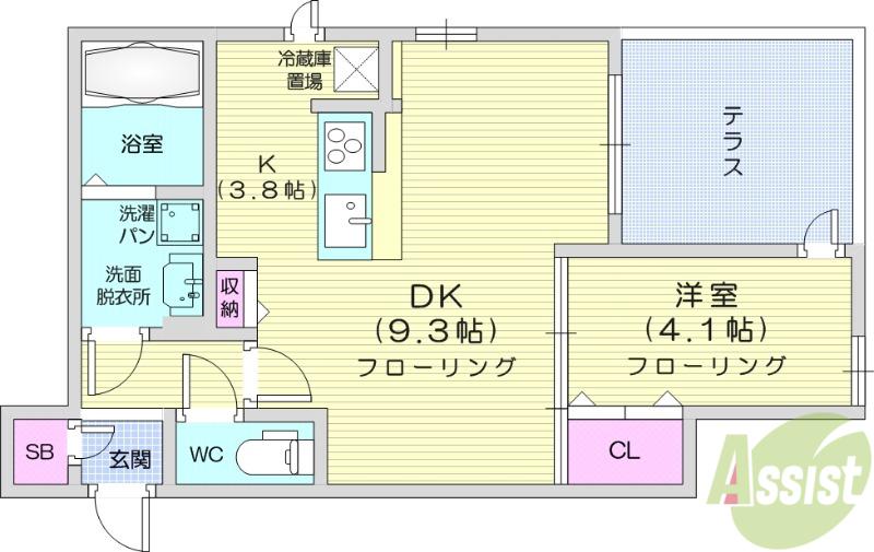 DーROOM ARAI 4TH STREET(1LDK/3階)の間取り写真