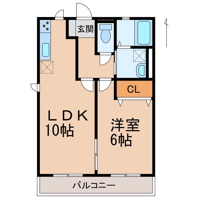 サイドヒル(1LDK/2階)の間取り写真