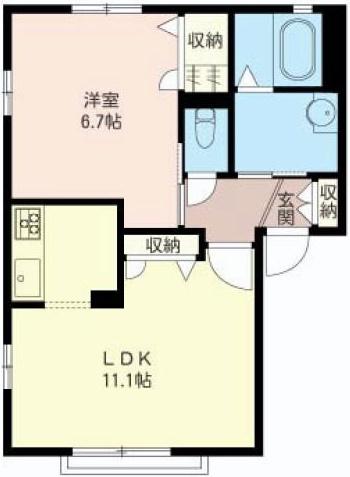 プラネットフラット野比(1LDK/2階)の間取り写真