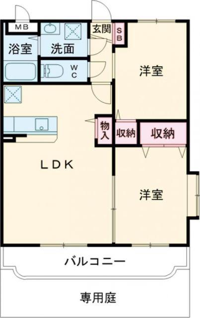 ユーミースマイルII(2LDK/1階)の間取り写真