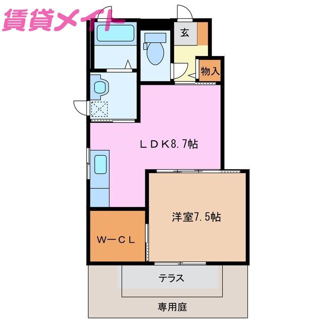 ブランシェ藤が丘(1LDK/1階)の間取り写真