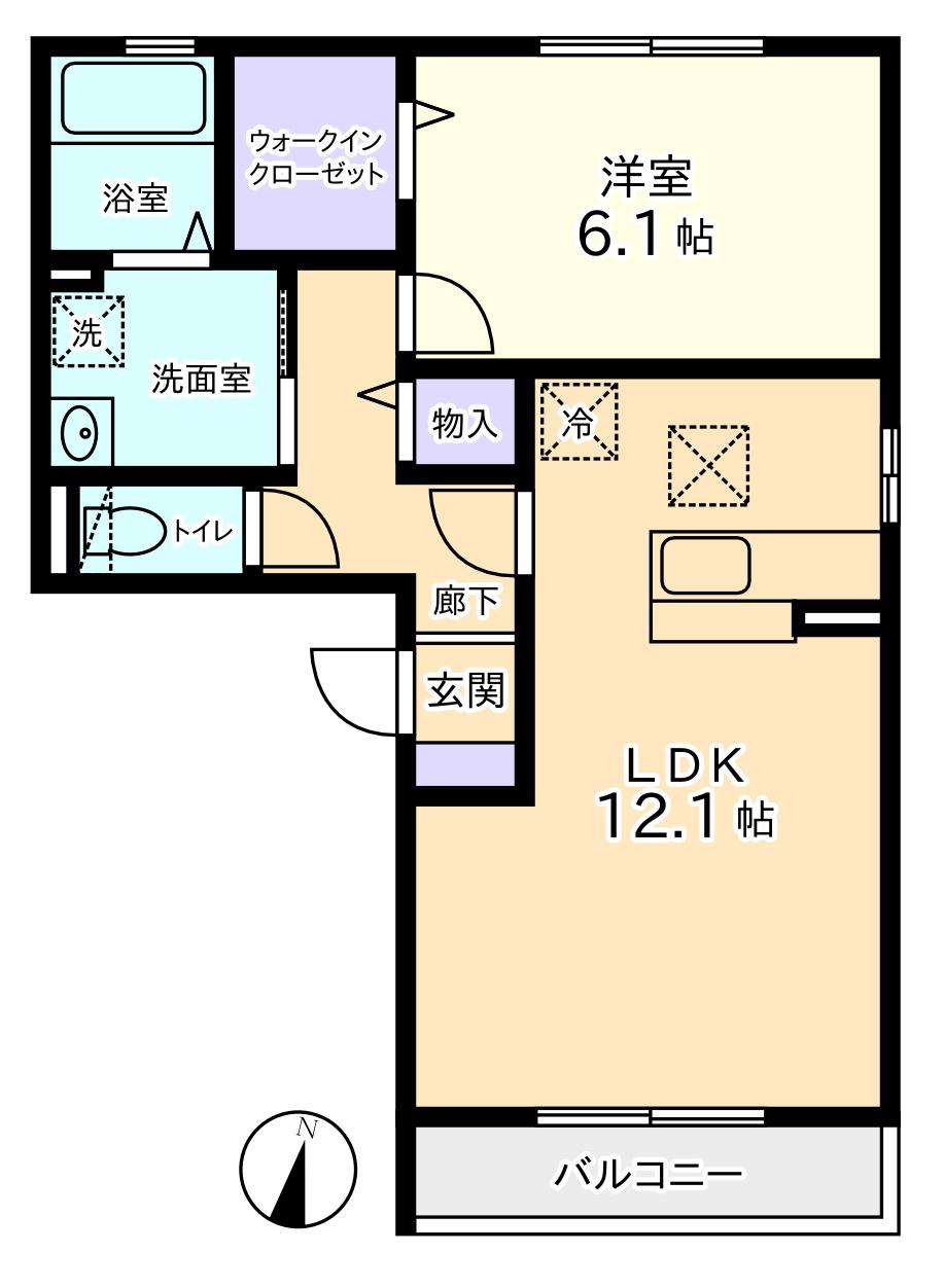 ほっと ハピネス(1LDK/1階)の間取り写真