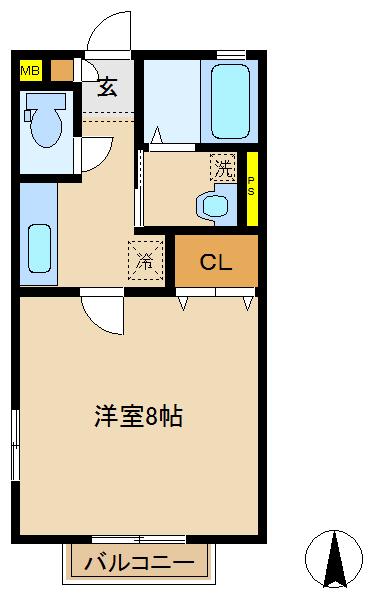 リッシT(1K/1階)の間取り写真