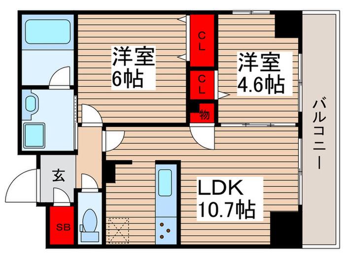 S-RESIDENCE押上CLAIR(2LDK/9階)の間取り写真