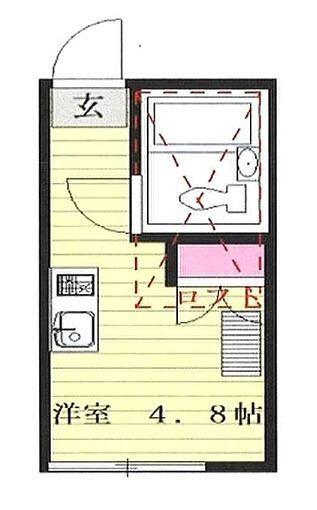 サンデュエット(ワンルーム/1階)の間取り写真