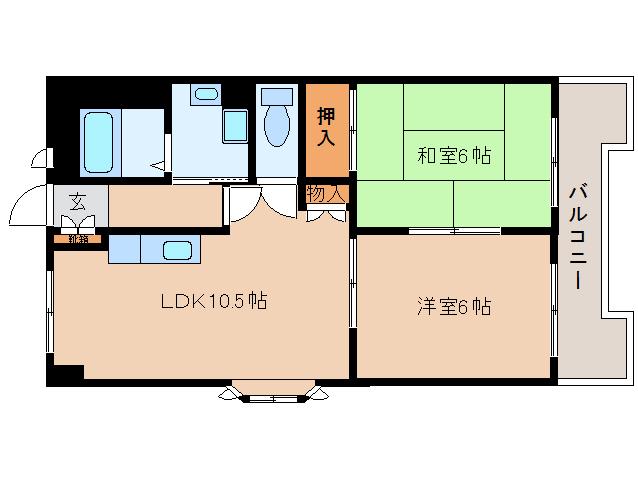 センチュリーアスカ2(2LDK/5階)の間取り写真