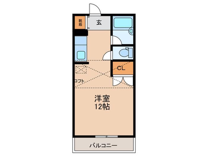 ドミール郡元(ワンルーム/3階)の間取り写真