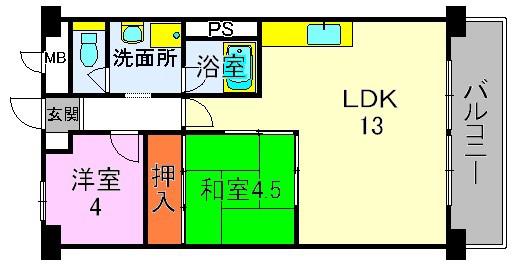 シノックス守山(2LDK/8階)の間取り写真