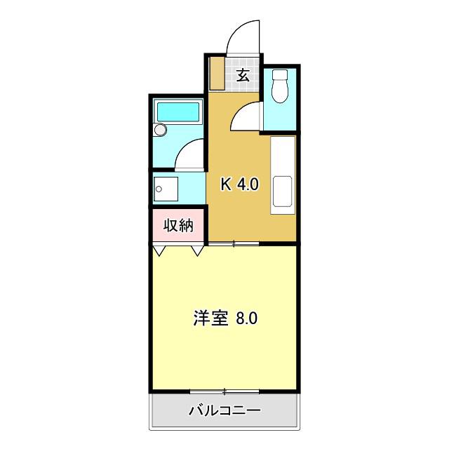 クレール天神(1K/3階)の間取り写真
