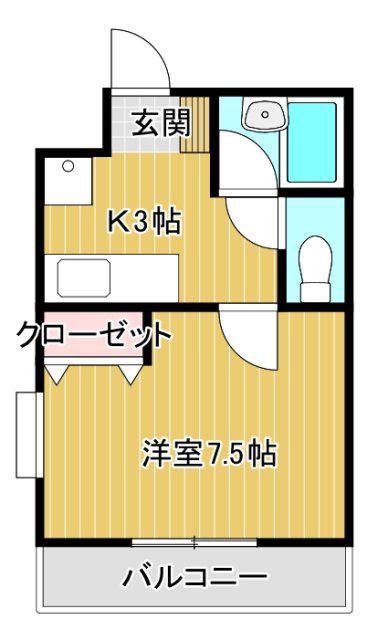 アクア・ベル(1K/1階)の間取り写真