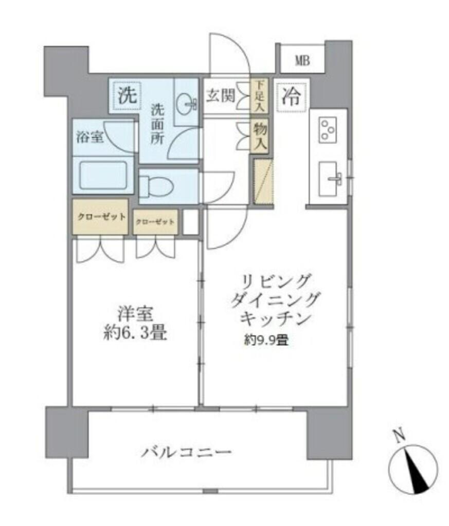 エコロジー白山レジデンス(1LDK/10階)の間取り写真