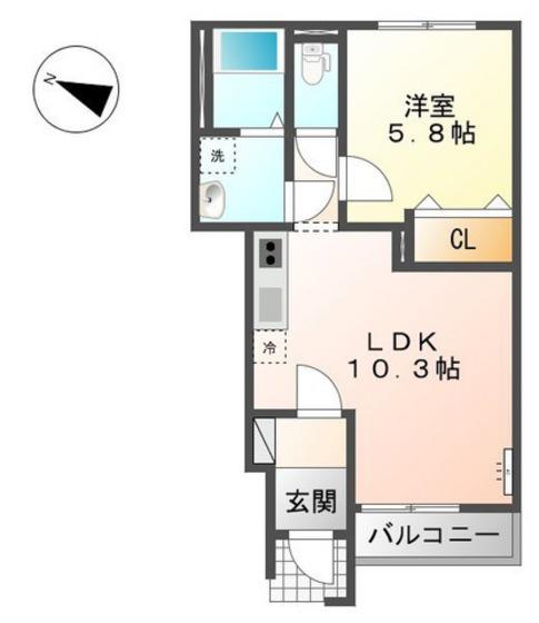 パステルコート(1LDK/1階)の間取り写真