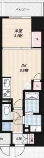 DIMORA靭公園(1DK/8階)の間取り写真