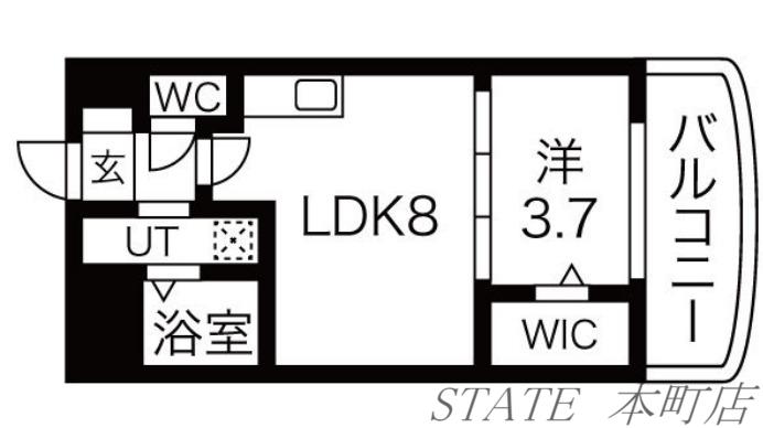 セレニテ谷町CALME(1LDK/7階)の間取り写真